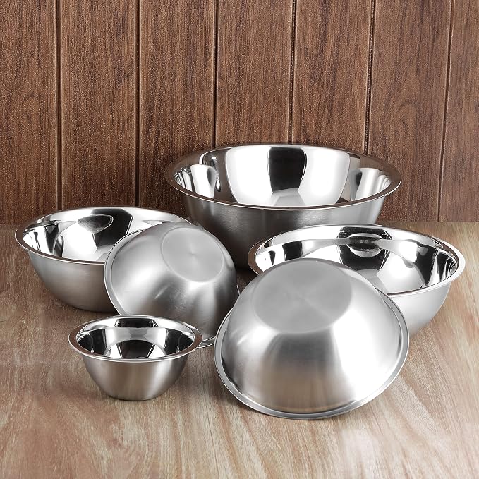 Ybmhome Stainless Steel Mixing Bowl - Premium Polished Mirror Nesting Metal Bowl for Cooking and Serving, Stackable for Convenient Storage -2.5 Quart, 1174, silver (1174vc)