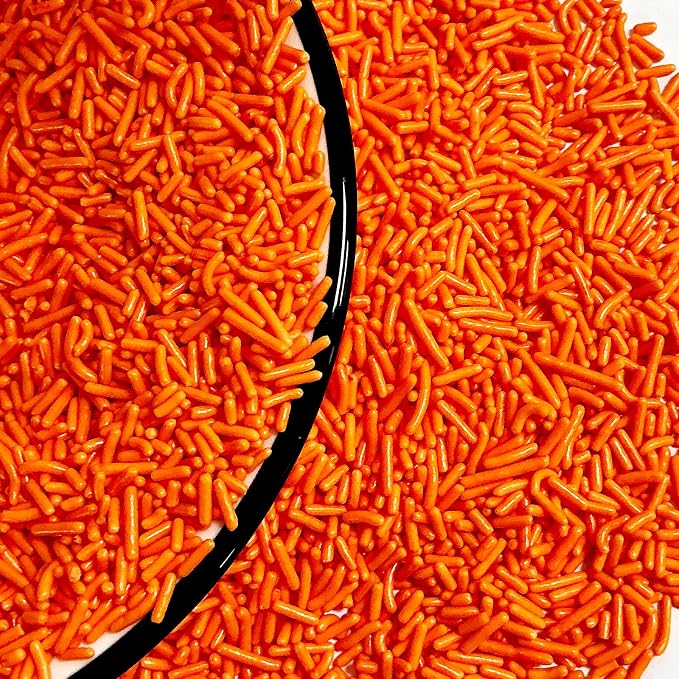 Homipooty Orange Soft Jimmies Sprinkles Edible Candy Jimmies Sprinkles for Cake Decorating 78g/2.75oz Cookie Cupcake Topper Ice Cream