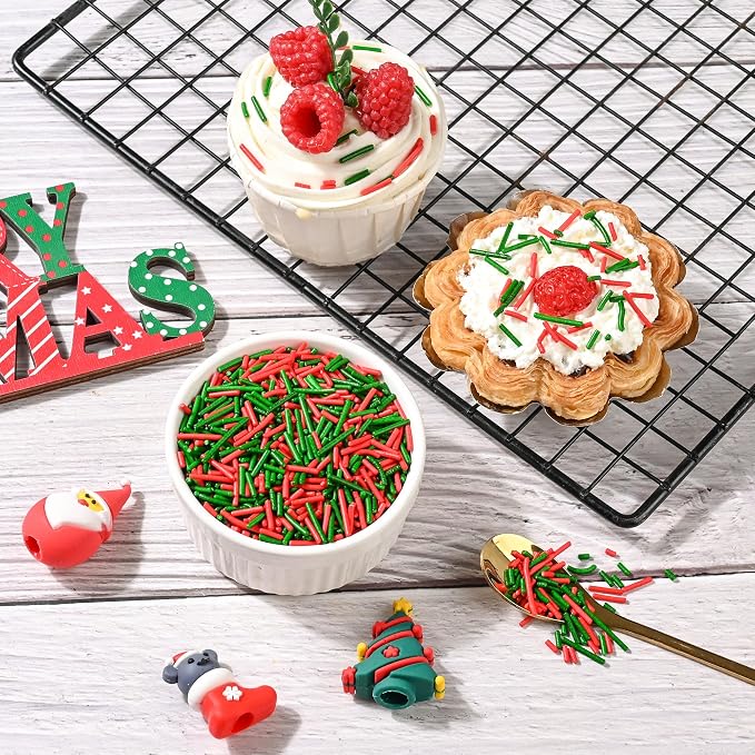 Christmas Sprinkles for Cake Decorating, Red & Green Jimmies Sprinkles Perfect for Halloween Dessert Party 4.23 Ounce