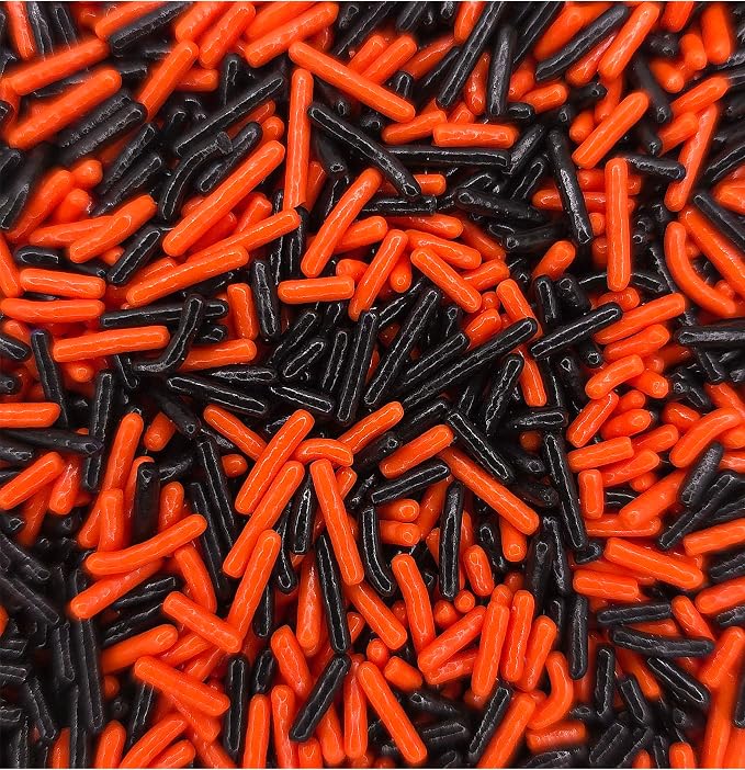 NCS Orange & Black Jimmies Edible Sprinkles – Cupcake, Cake & Cookie Decorations, 7 oz