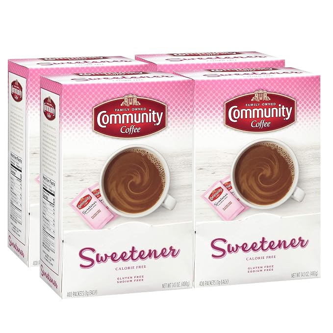 Community Coffee Pink Sweetener Packets, 1600 Count, 400 Count (Pack of 4)
