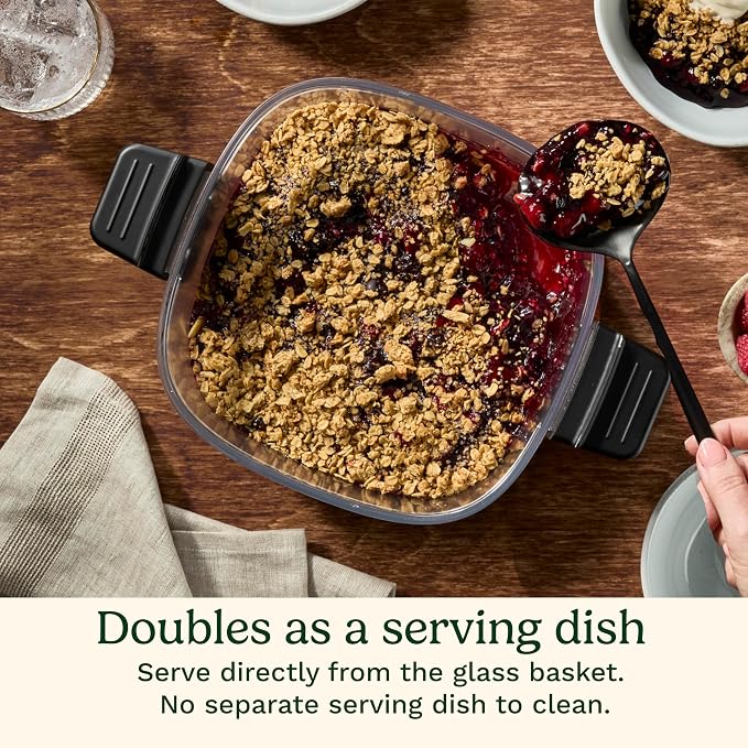 Cuisinart ClearView 4-Quart Air Fryer with Glass Basket and PFAS-Free Ceramic Nonstick Crisper Plate, 5 Cooking Functions, 2 Custom Presets, Adjustable Temperature up to 450°F, 3-Year Warranty, AFC-4