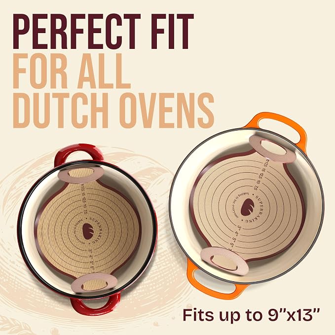Pro Silicone Bread Sling 2 Pcs - 9in set of 2 Round 482F Heat Resistant Dough Lifter, Non-Stick Dutch Oven Liners, Long Handles, Reusable Sourdough Bread Baking Supplies, Sourdough Gifts