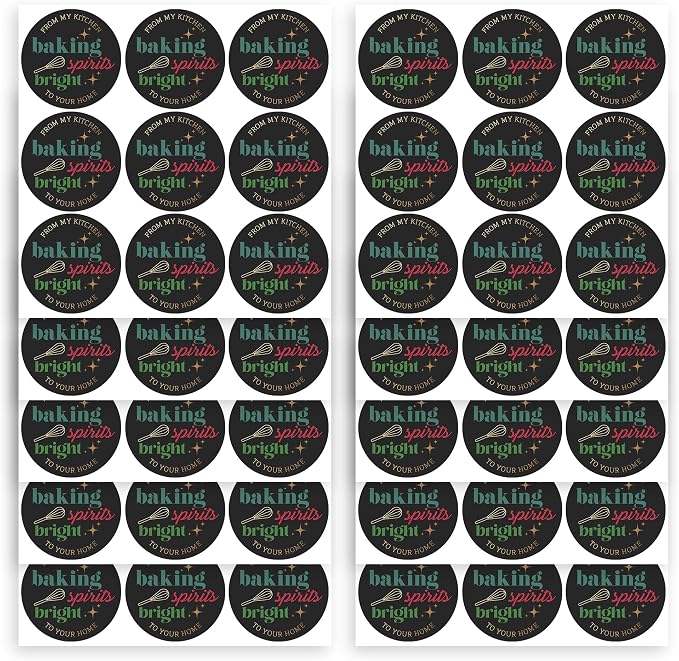 Mobiusea Creation Christmas Bakery Stickers | Christmas Decoration | 1.4 inch | Gold Foil | Inspirational Positive Word | Waterproof | 90-Pack for Cookies, Bakery Box