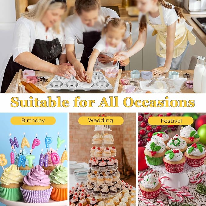 Homikit 1 Pack Muffin Pan, Stainless Steel Cupcake Tin with 12 Cups Regular Size, 13.8" x 10.4" Nonstick Metal Egg Bites Tray for Oven Baking, Non Toxic & Rust Free, Easy Release & Dishwasher Safe