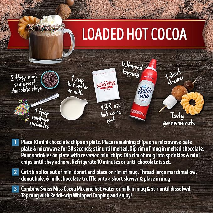 Swiss Miss Variety Pack Milk Chocolate & Marshmallow Flavored Hot Cocoa Mix, Hot Cocoa Bar Supplies, 1.38 oz., 8-Count Envelopes (12 Boxes)