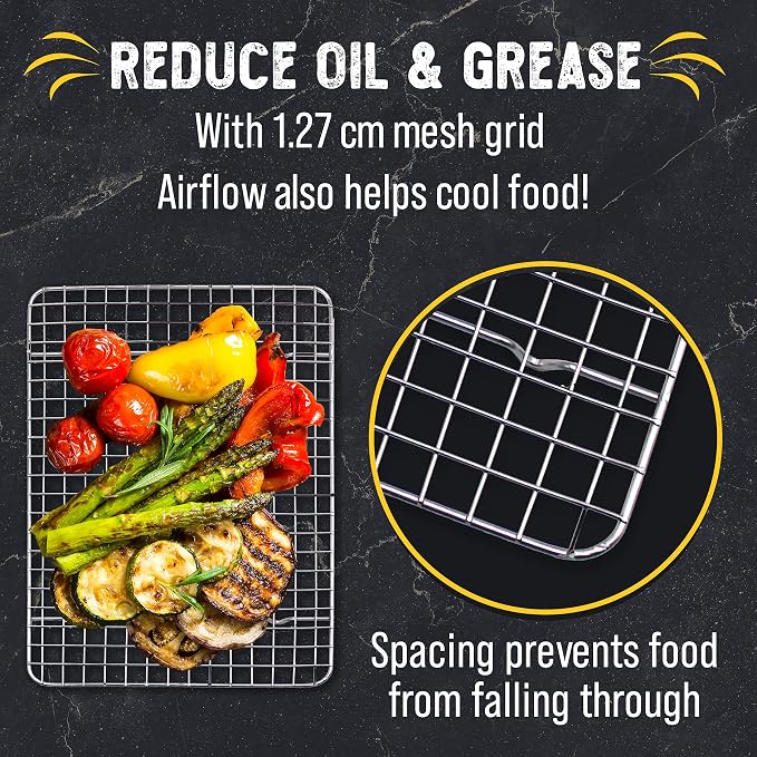 Checkered Chef Cooling Rack for Cooking and Baking - 10" x 15" Set of 2 Stainless Steel, Oven Safe Grid Wire Cookie Cooling Racks | Oven Safe, Grid Wire, Stainless Steel