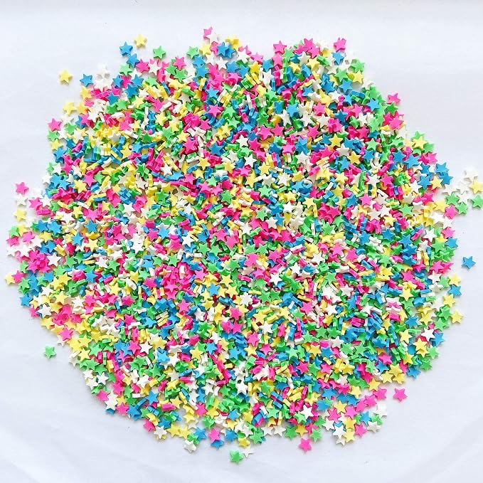 EHOPE 100G Fake Sprinkles Polymer Sprinkles Faux Sprinkles Resin Sprinkles Clay Sprinkles For Resin Fake Candy Sprinkles for Nail Art DIY Crafts Cake Phone Case (100G Pentagram-5)