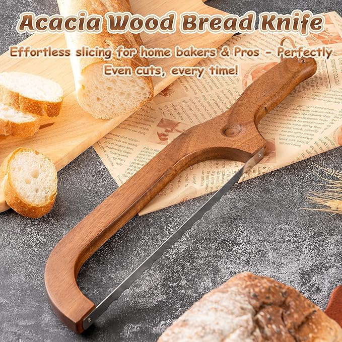 Pranski Bread Knife for Homemade Bread 14.5'' Sourdough Bread Knife, Premium Slicer for Homemade Bread, Baguettes and More Cuts Thin, Ergonomic Handler Premium Sharpness Blade