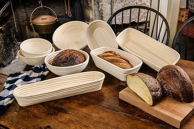 Frieling Round Proofing Basket, Brotform Bread Rising Banneton and Serving Basket, 7-Inch