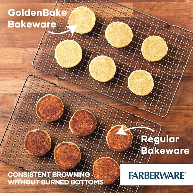 Farberware GOLDEN BAKE Nonstick Jumbo Cookie Sheet, Flat Baking Sheet, 14-Inch x 16-Inch, Light Gray