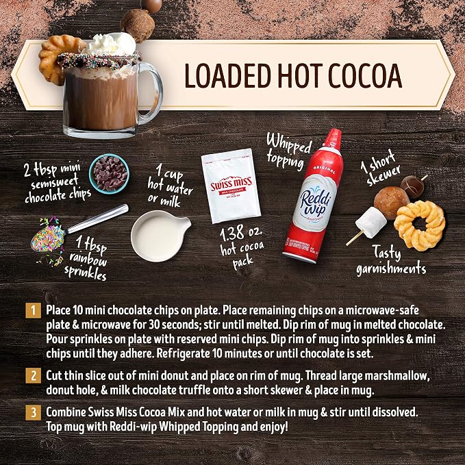Swiss Miss Simply Cocoa Dark Chocolate Flavored Hot Cocoa Mix, Hot Cocoa Bar Supplies, 0.96 oz., 8-Count Envelopes (12 Boxes)