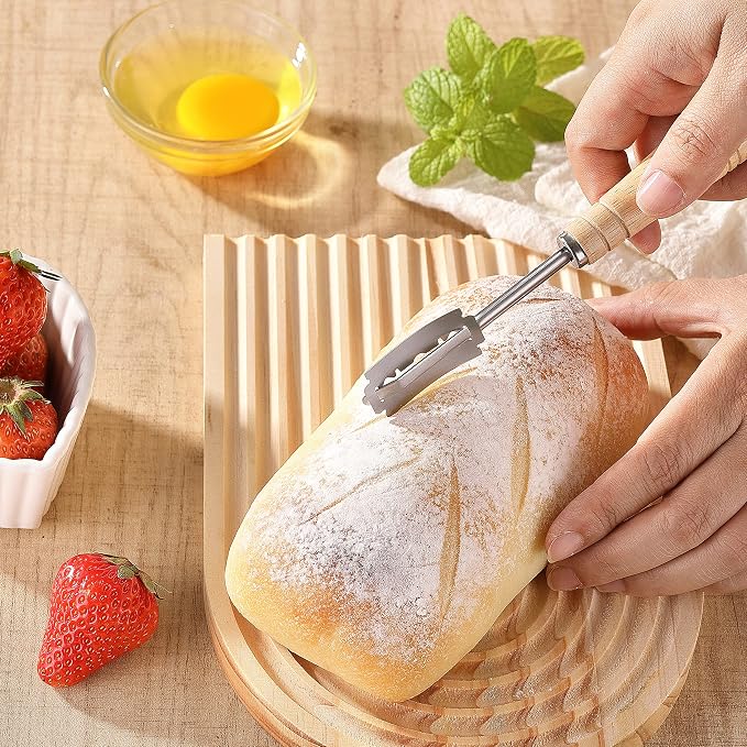 Lccowot Bread Lame, Stainless Steel Bread Lame Dough Scoring Tool, Premium Sourdough Scoring Tool, Bread Scorer with 10 Razor Blades