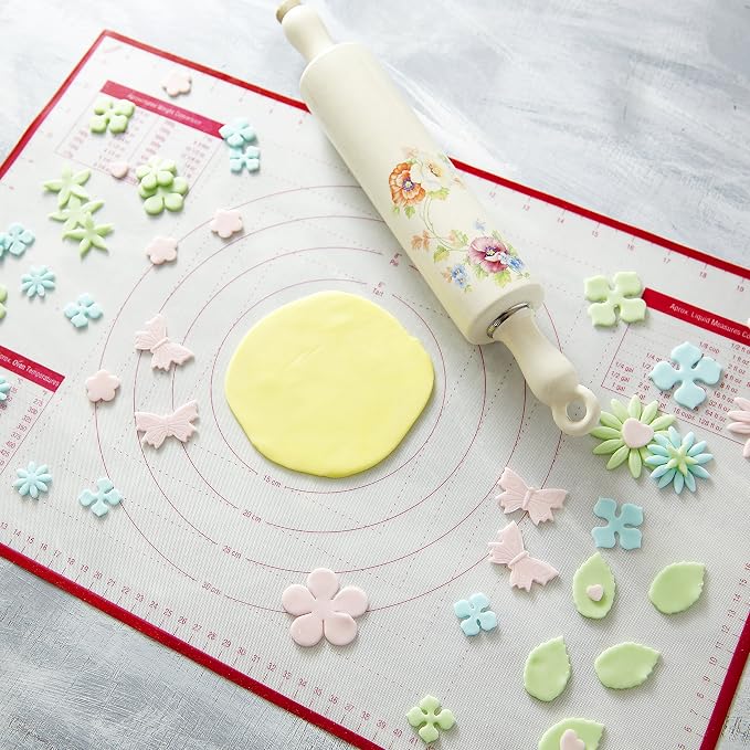 Silicone Pastry Mat Standard 23 x 15 in Nonstick Dough Rolling Mat with Measurements Inch and cm Circles Conversion Charts BPA Free Heat Resistant to 450 F Dishwasher Safe