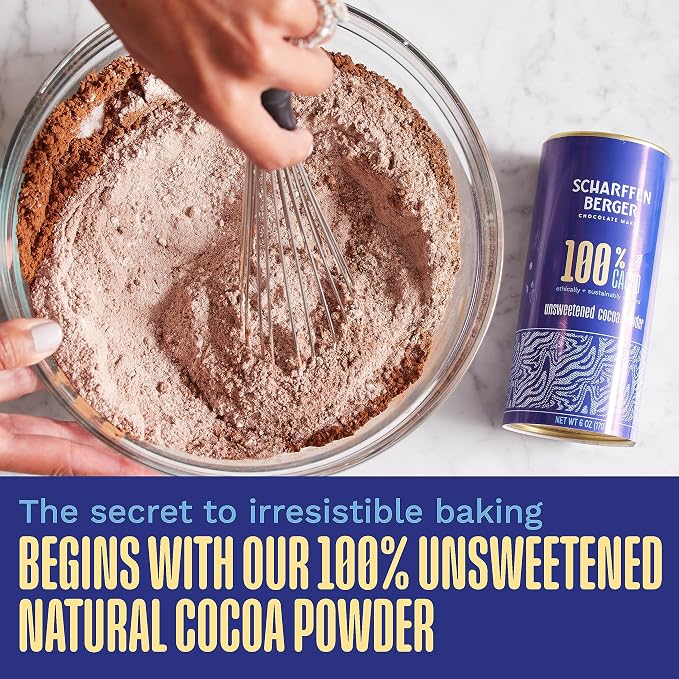 Scharffen Berger 100% Cacao Unsweetened Dark Chocolate Cocoa Powder (6 Ounce, Pack of 2) - Gluten Free, Non GMO, Natural Chocolate Powder